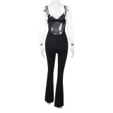 Lace Lace Backless Solid Color Jumpsuit FL-JY25078MHO
