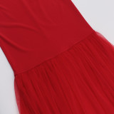 Halterneck Backless Fishtail Patchwork Gown Dress FL-YJ25066MHO