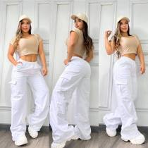 Casual Solid Coor Loose Straight Pants OLYF-6178