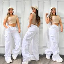 Casual Solid Coor Loose Straight Pants OLYF-6178
