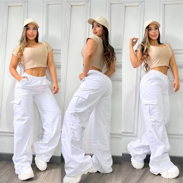 Casual Solid Coor Loose Straight Pants OLYF-6178