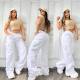 Casual Solid Coor Loose Straight Pants OLYF-6178