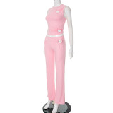 Love Hollow Out Vest Solid Color Pants Suit MXBF-Q25ST067