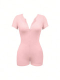 Solid Color Zipper Yoga Romper GBGF-5067