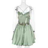 Sexy Backless Tie Up Mini Dress FL-YJ25047DGO