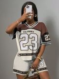 Casual Print Short Sleeve Loose Short Suit GBGF-6071