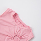 Love Hollow Out Vest Solid Color Pants Suit MXBF-Q25ST067