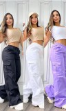 Casual Solid Coor Loose Straight Pants OLYF-6178