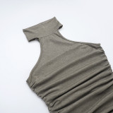 Sleeveless Solid Color Vest And Fifth Pants Suit FL-YJ25038DGO