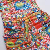 Colorful Print Halterneck Split Maxi Dress FL-XY25038PFO