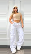 Casual Solid Coor Loose Straight Pants OLYF-6178