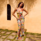 Colorful Print Halterneck Split Maxi Dress FL-XY25038PFO