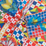 Colorful Print Halterneck Split Maxi Dress FL-XY25038PFO