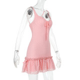 V Neck Solid Color Vest Mini Dress FL-YJ24685MHO