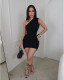 Single Shoulder Hollow Out Knits Mini Dress GCNF-0234