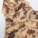 Pocket Neck Halter Backless Printed Dress FL-YJ25031MHO