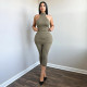 Sleeveless Solid Color Vest And Fifth Pants Suit FL-YJ25038DGO