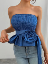 Solid Color Tube Tops Tie Up Top ANDF-2504