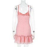 V Neck Solid Color Vest Mini Dress FL-YJ24685MHO