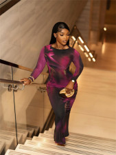 Long Sleeve Print Slim Maxi Dress YWXS-XS-L45251