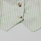 V-neck Striped Single-breasted Vest Skirt Suit YWXS-XS-L45607