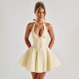 Deep V Neck Backless Mini Dress FL-YL25025MHO
