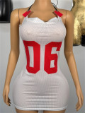 Mesh Print Backless Mini Dress YWXS-XS-L45553