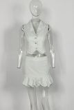 V-neck Striped Single-breasted Vest Skirt Suit YWXS-XS-L45607