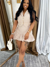 V-neck Striped Single-breasted Vest Skirt Suit YWXS-XS-L45607