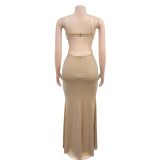 Hot Drill Sexy Sling Backless Maxi Dress BY-7208