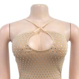 Hot Drill Sexy Sling Backless Maxi Dress BY-7208