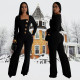 Solid Color Long Sleeve Jumpsuit BY-7201