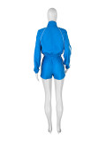 Long Sleeve Zipper Two Piece Shorts Set CH-25020