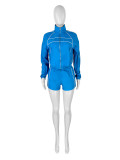 Long Sleeve Zipper Two Piece Shorts Set CH-25020