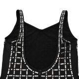 Backless Hot Drill Sling Midi Dress BY-7219