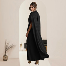 Slim Waist Button Shawl Maxi Dress BY-7279