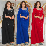Cape Sleeve Rhinestone Split Dress BY-7259
