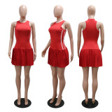 Sleevleless O Neck Pleated Mini Dress CYA-901755