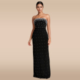 Tube Tops Bubble Bead Split Backless Maxi Dress  BY-7218