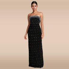 Tube Tops Bubble Bead Split Backless Maxi Dress  BY-7218