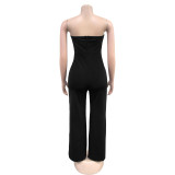 Tube Tops Backless Buttoned Jumpsuit BY-7205