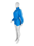 Long Sleeve Zipper Two Piece Shorts Set CH-25020