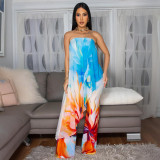 Print Tube Tops Irregular Tops And Pants Suit CYA-901828