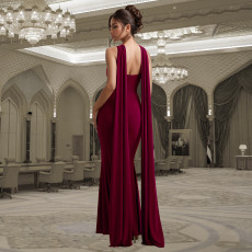 Casual Flutter Solid Color Maxi Dress BY-7278
