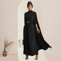 Slim Waist Button Shawl Maxi Dress BY-7279