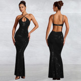 Hot Drill Sexy Sling Backless Maxi Dress BY-7208