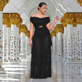 Sexy Solid Color Off Shoulder Maxi Dress BY-7251