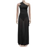 Sexy Solid Color Off Shoulder Maxi Dress BY-7251