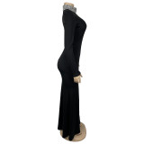 Single Shoulder Long Sleeve Hot Drill Maxi Dress BY-7268