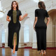 Short Sleeve Hot Drill Slim Maxi Dress BY-7261
